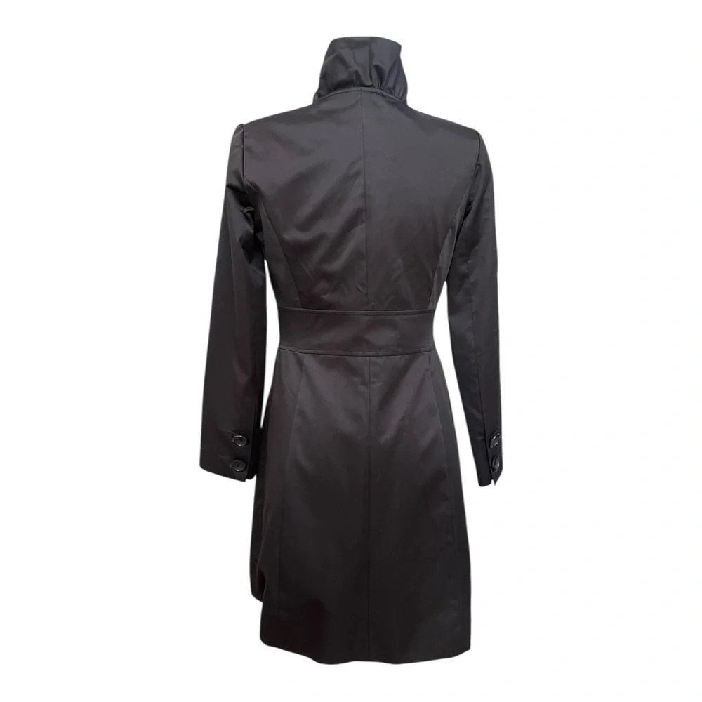 White House Black Market Black Trench Coat Size 00 - Picture 4 of 15